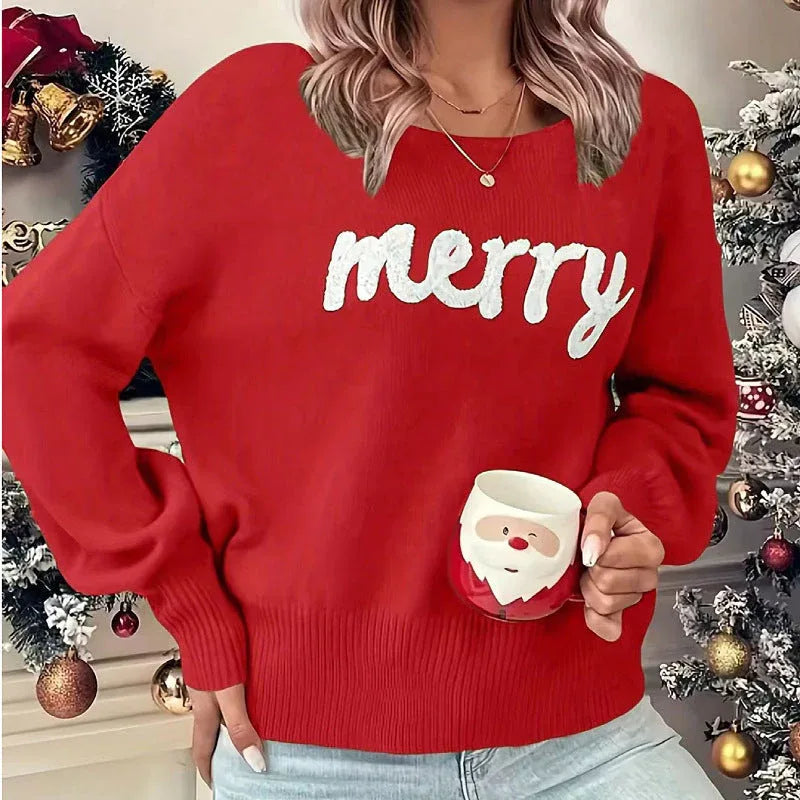 Christmas round neck long-sleeved pullover sweater - NuaVibe