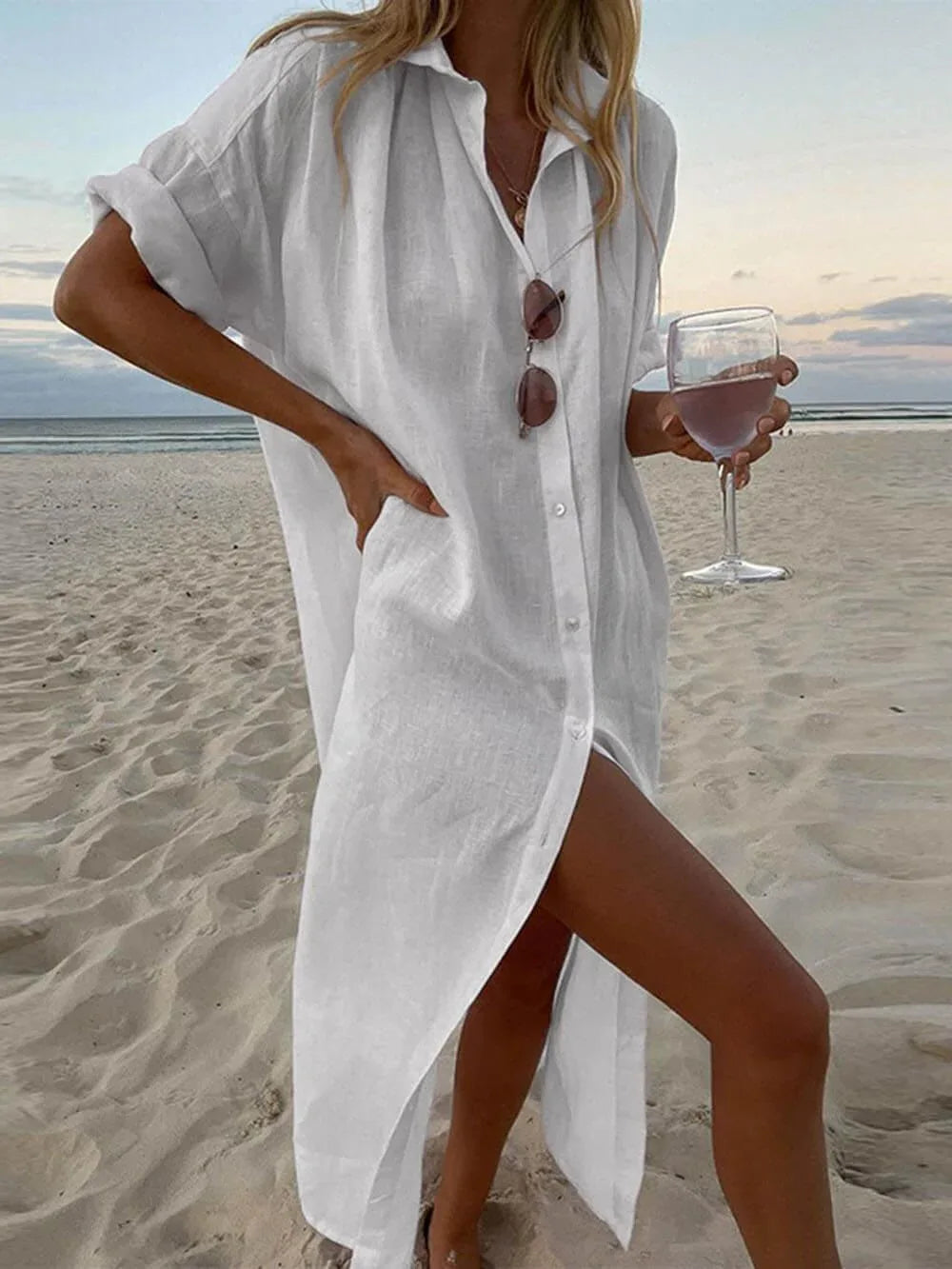 Concept Simple Maxi Shirt Dress - NuaVibe