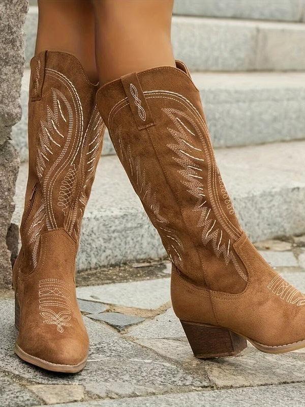 Women's low-heeled cigarette boots - NuaVibe