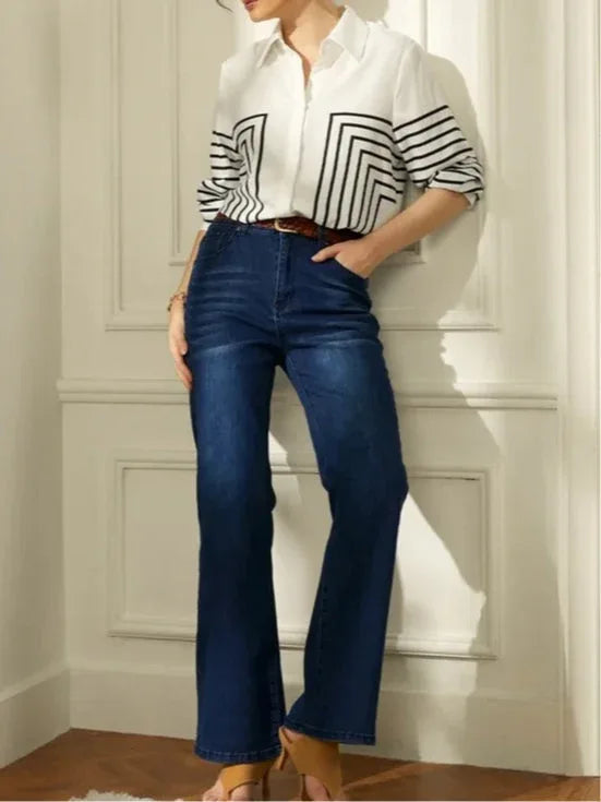 Autumn women's striped long-sleeved shirt - NuaVibe
