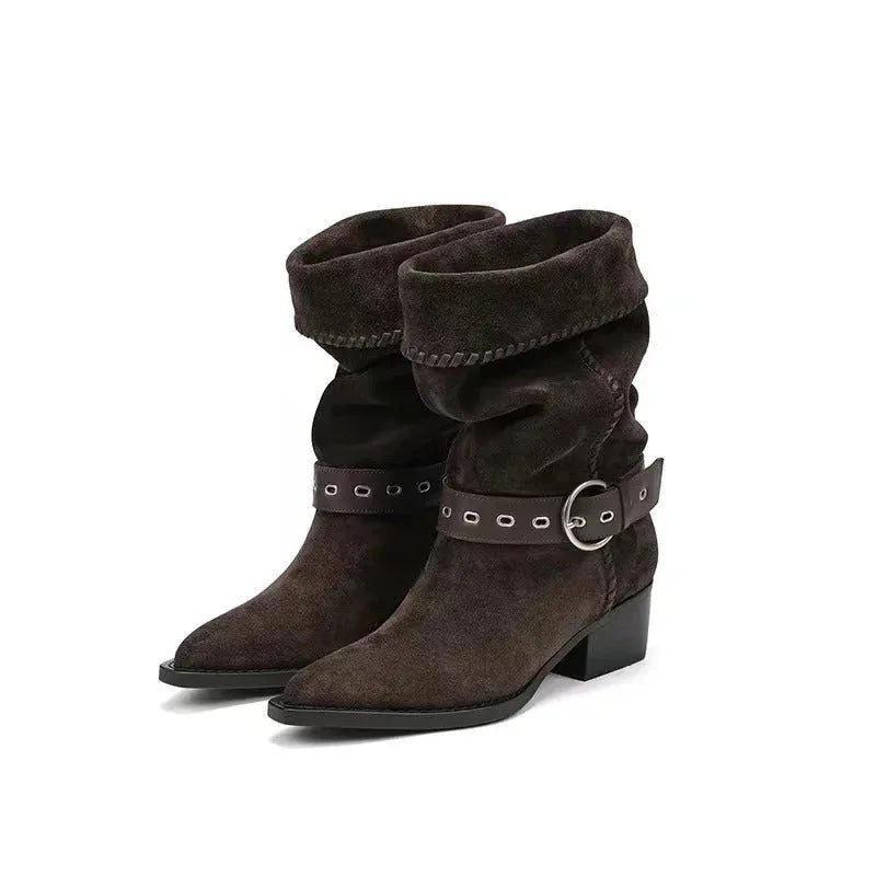 Women's Soft Leather Retro Fashion Riding Boots - NuaVibe