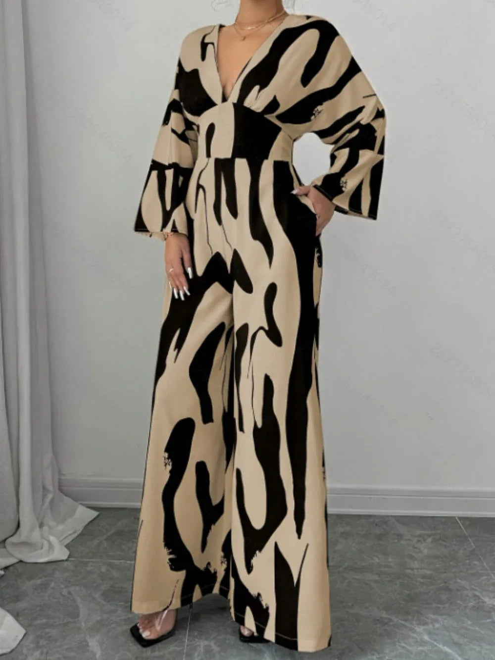 Elegant Abstract Pattern Casual Fashion Jumpsuit - NuaVibe