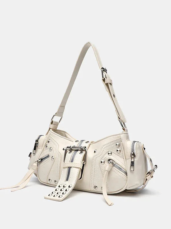 Rivet one-shoulder commuter crossbody motorcycle bag - NuaVibe