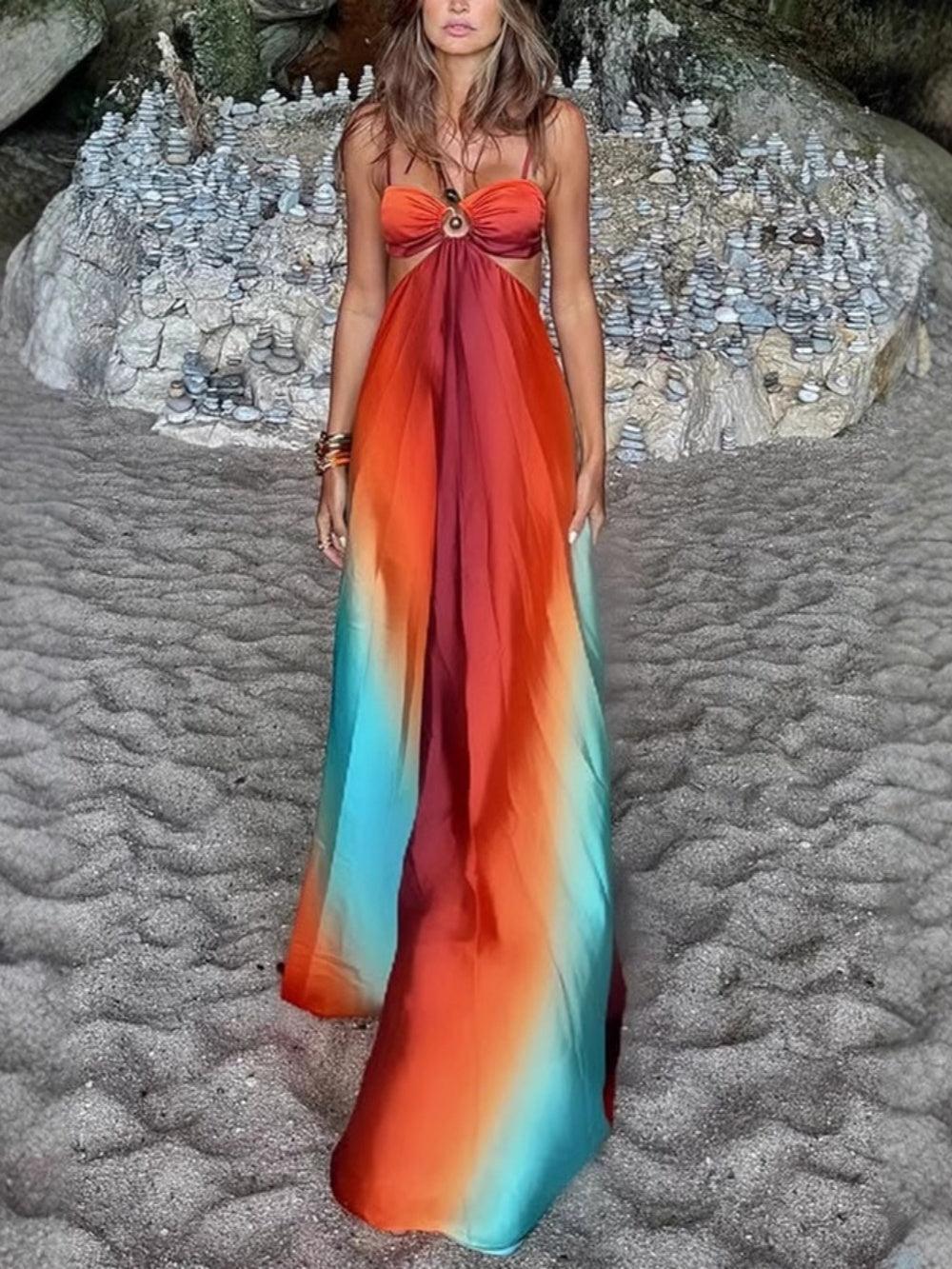 Sling Gradient Beach Maxi Dress - NuaVibe