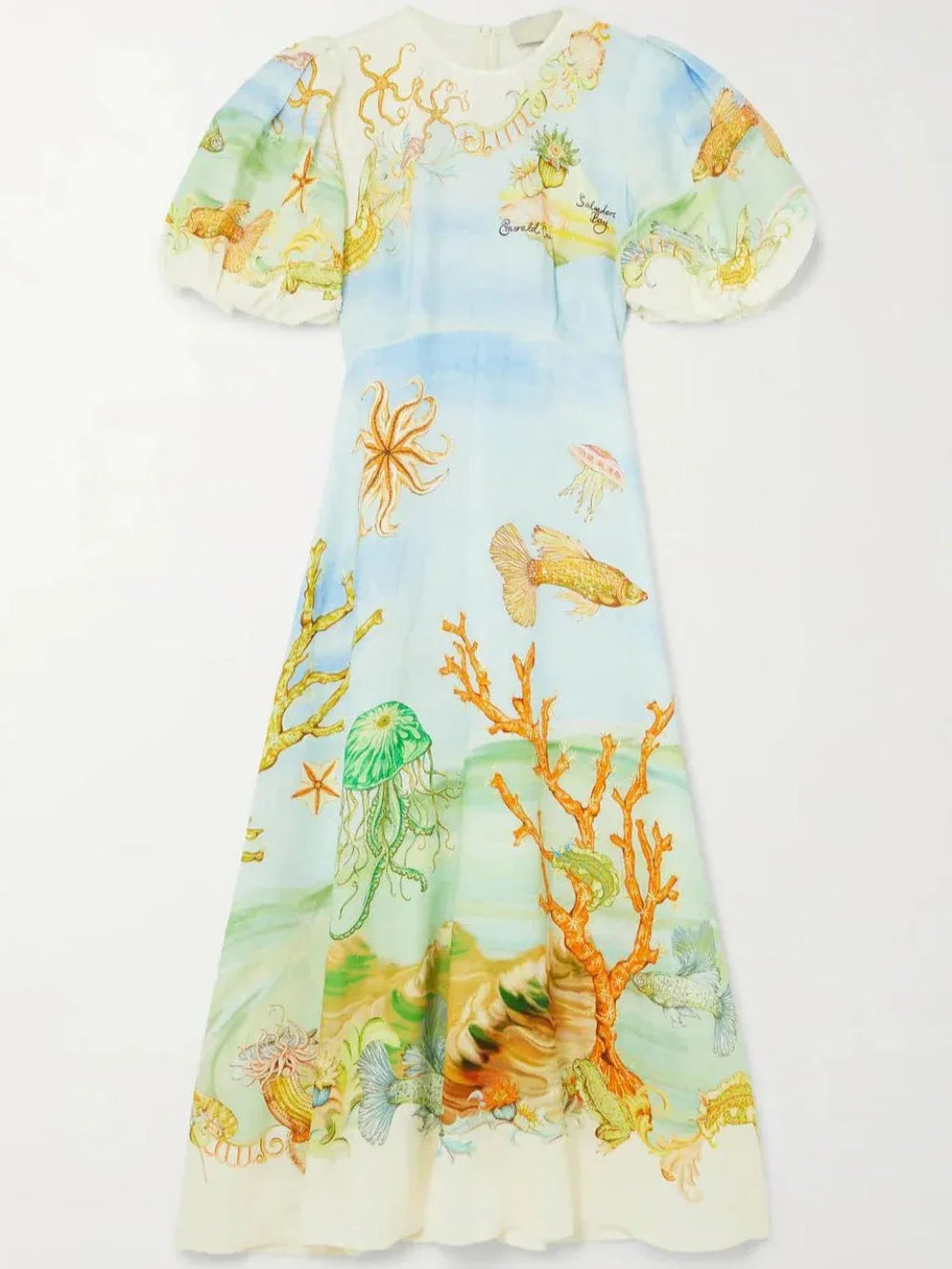 Gathered Printed Linen-Gauze Midi Dres - NuaVibe