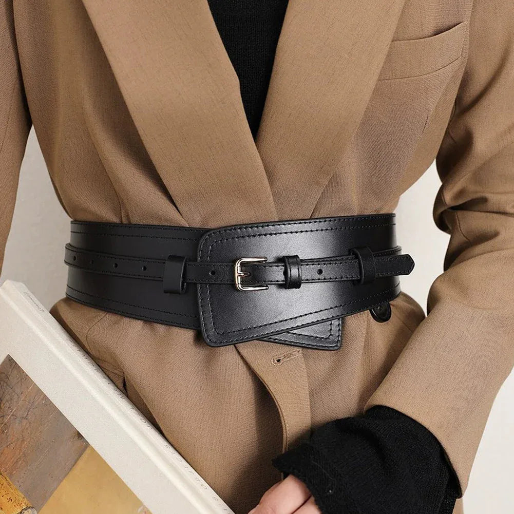 Women's Fashionable Imitation Leather Harness Wide Belt - NuaVibe
