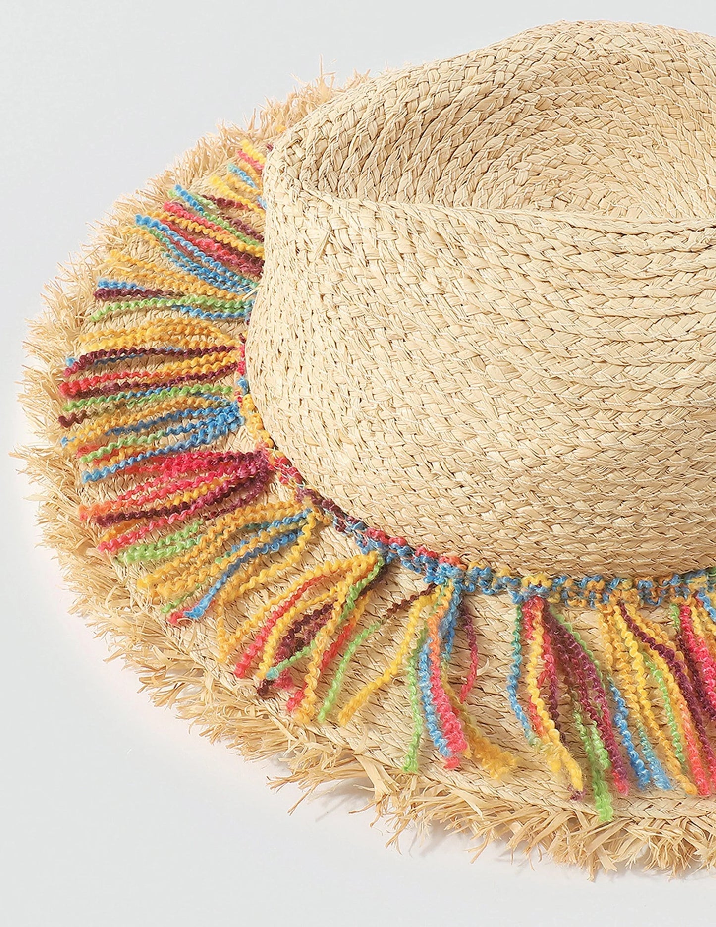 Colorful Cotton Rope Tassel Straw Hat - NuaVibe