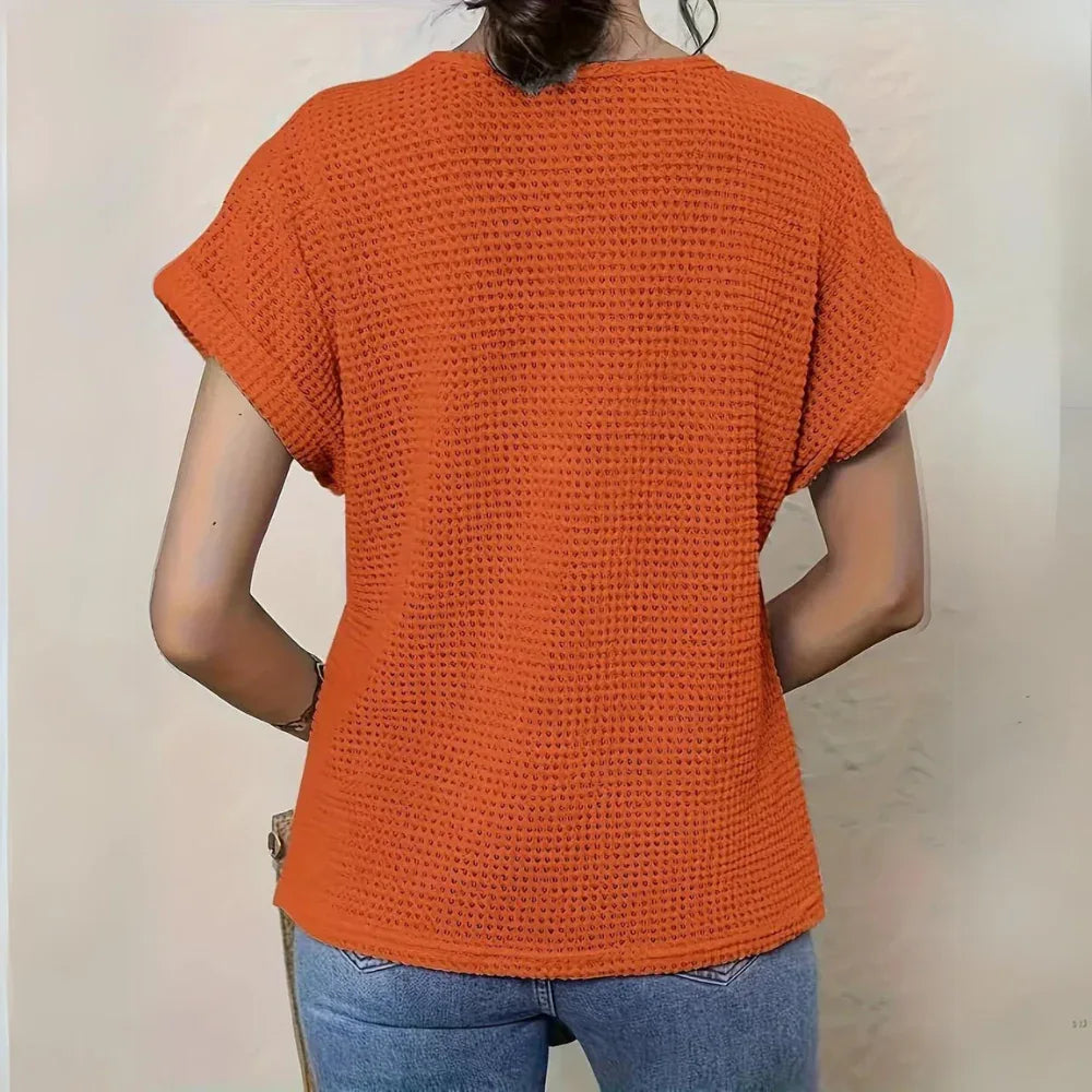 Elegant Lace Patchwork Hollow Short-sleeved Top - NuaVibe
