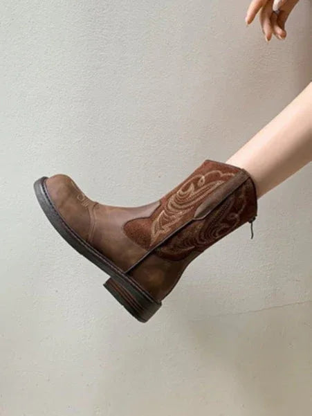 British retro embroidered western cowboy boots - NuaVibe