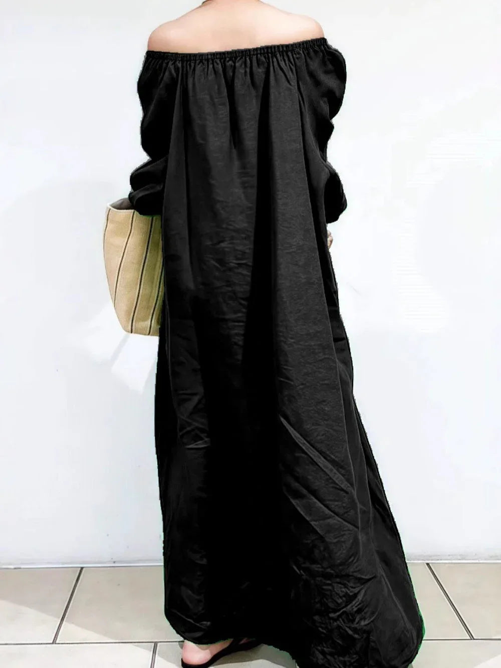 Solid color loose off-shoulder casual dress - NuaVibe