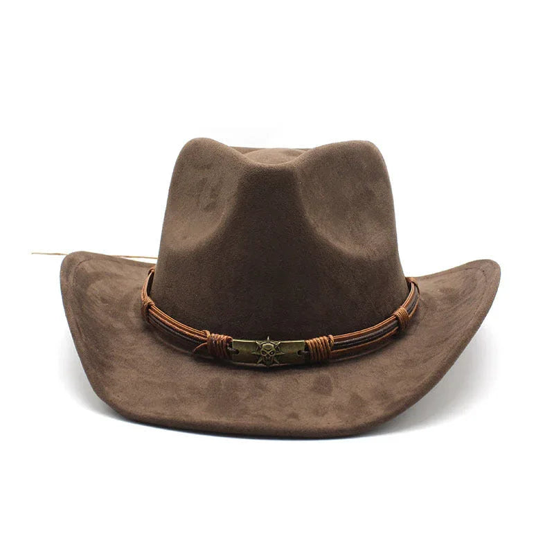 Suede curled brim western cowboy hat - NuaVibe