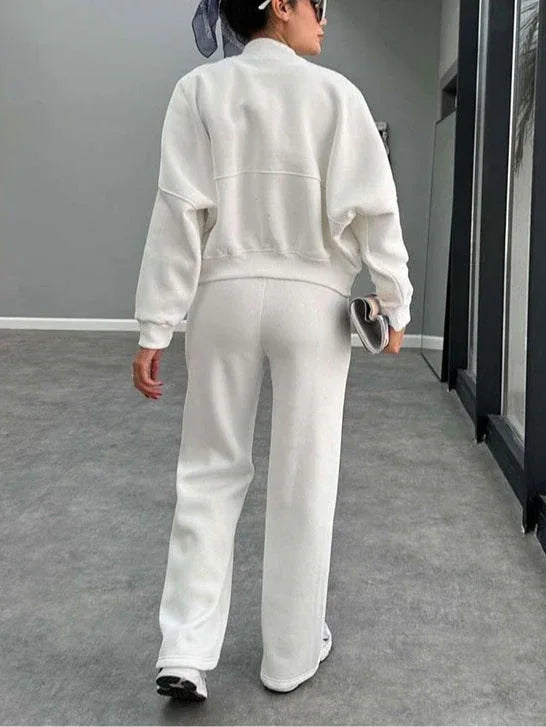 Women's zippered cardigan and straight pants suit - NuaVibe