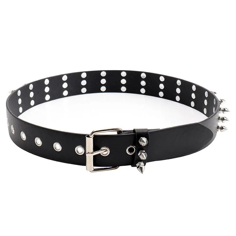 Three-row pointed bead rivet women's belt - NuaVibe