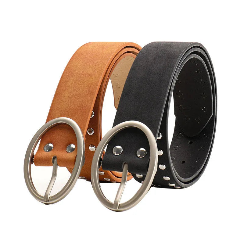 Oval buckle millennial style fashion rivet belt - NuaVibe