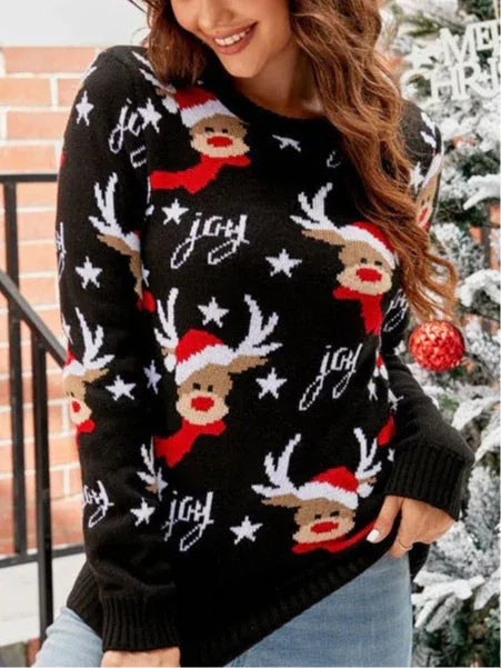 Women's jacquard casual pullover Christmas sweater - NuaVibe