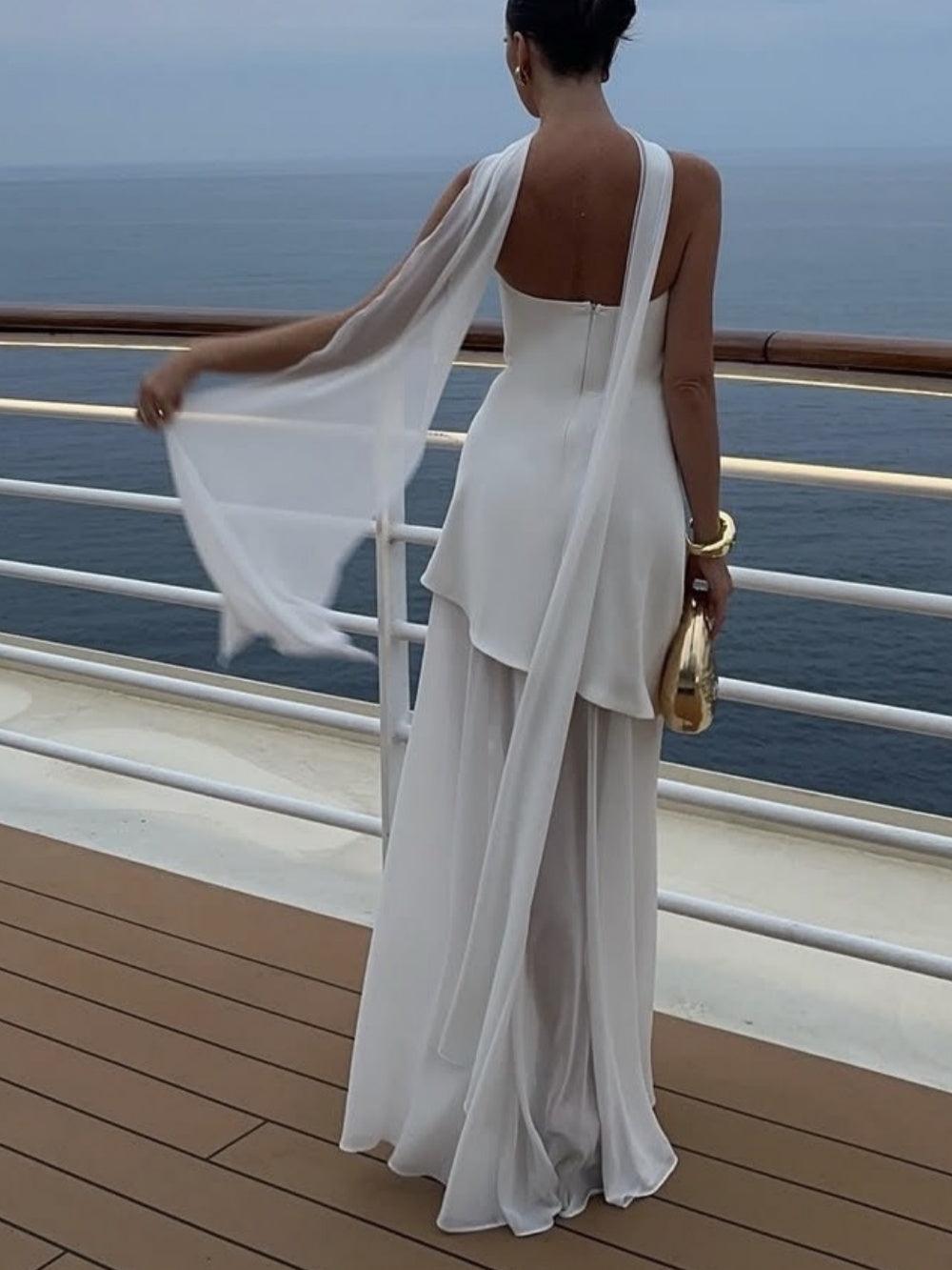 Strapless one shoulder sleeveless dress