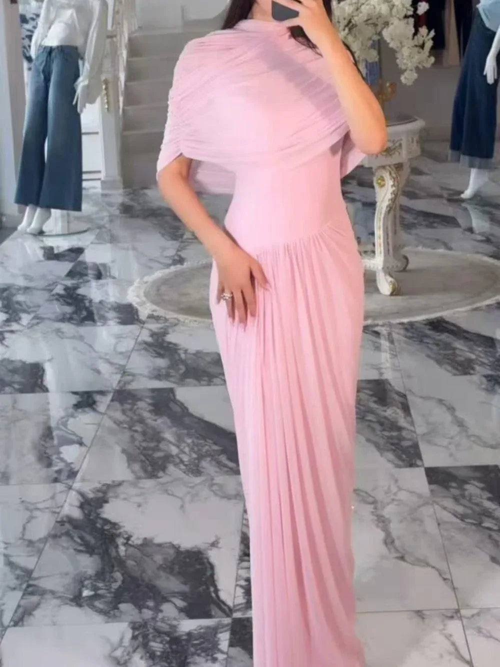 Cape-style pleated wrap maxi dress - NuaVibe