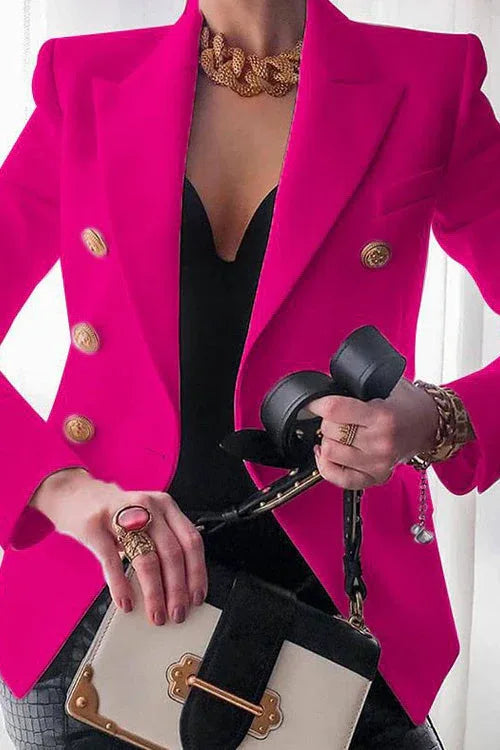 Chic Solid Long Sleeve Buttons Slim Coat - NuaVibe