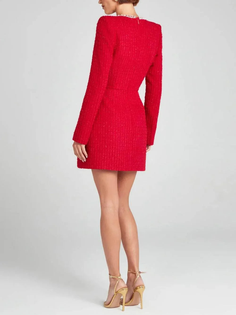 Exquisite Girl Charm Pearl Trim Slit Sleeve Pocket Mini Dress - NuaVibe