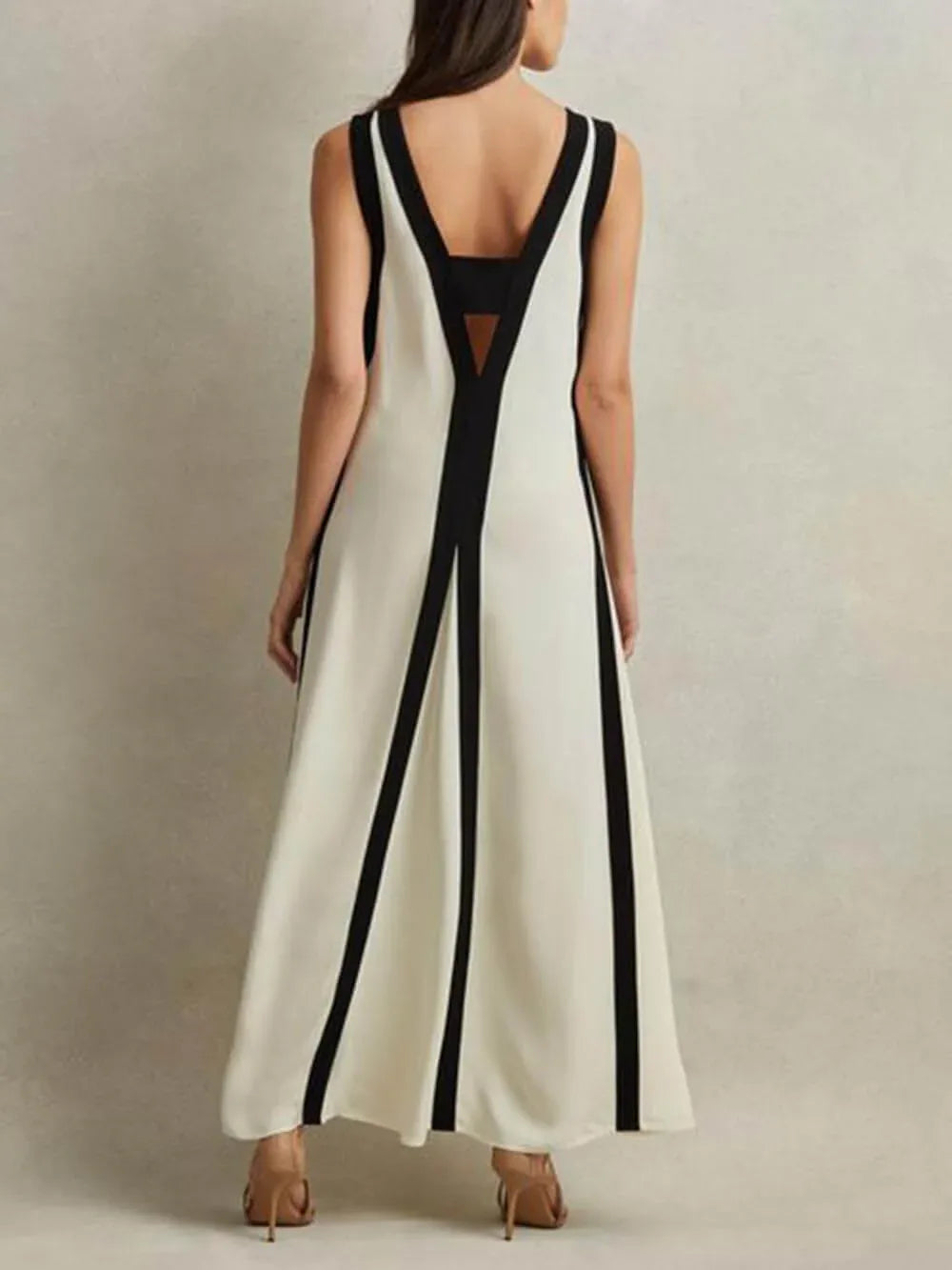 Colorblock Reversible Style A-Line Maxi Dress - NuaVibe