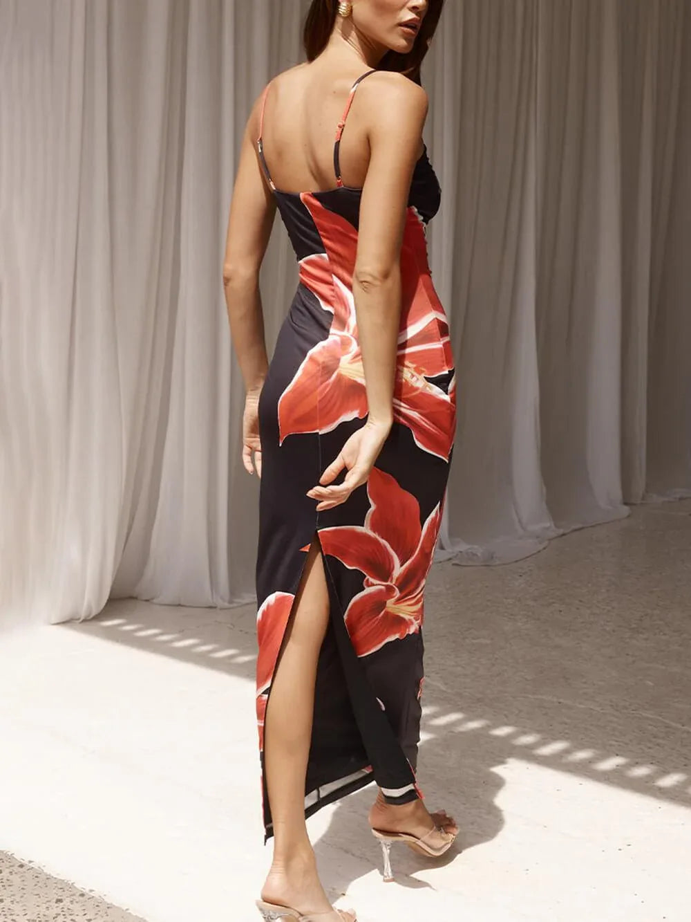 Abstract Unforgettable Floral Print Maxi Dress - NuaVibe