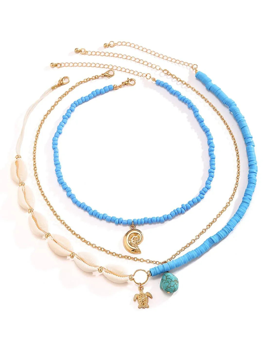 Bora Bora Shell Bead Multi-Layer Necklace Gold - NuaVibe