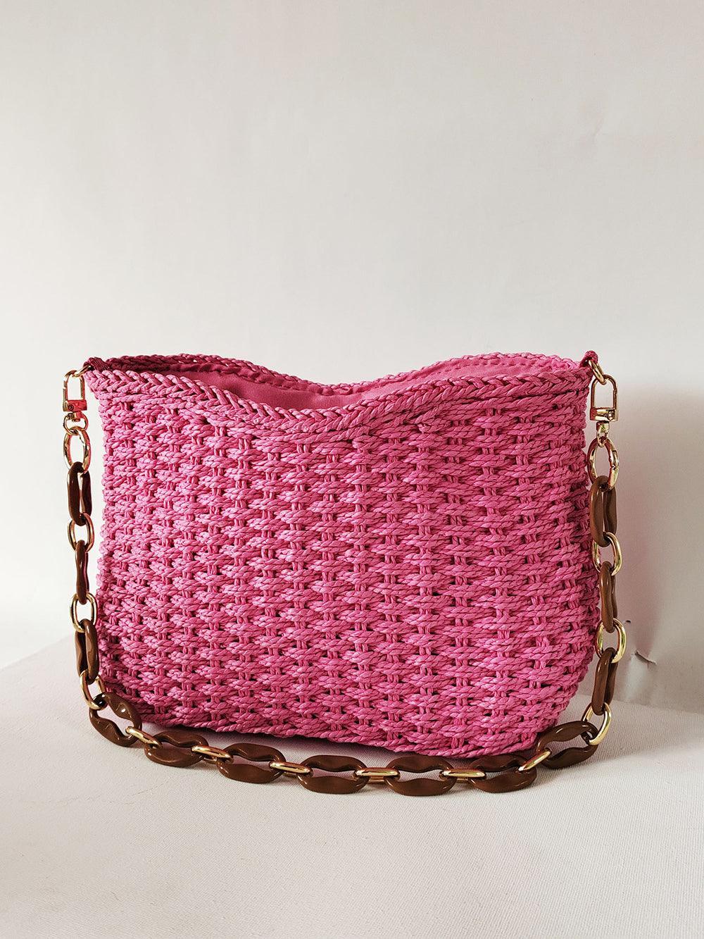 Square Chain Straw Bag - NuaVibe