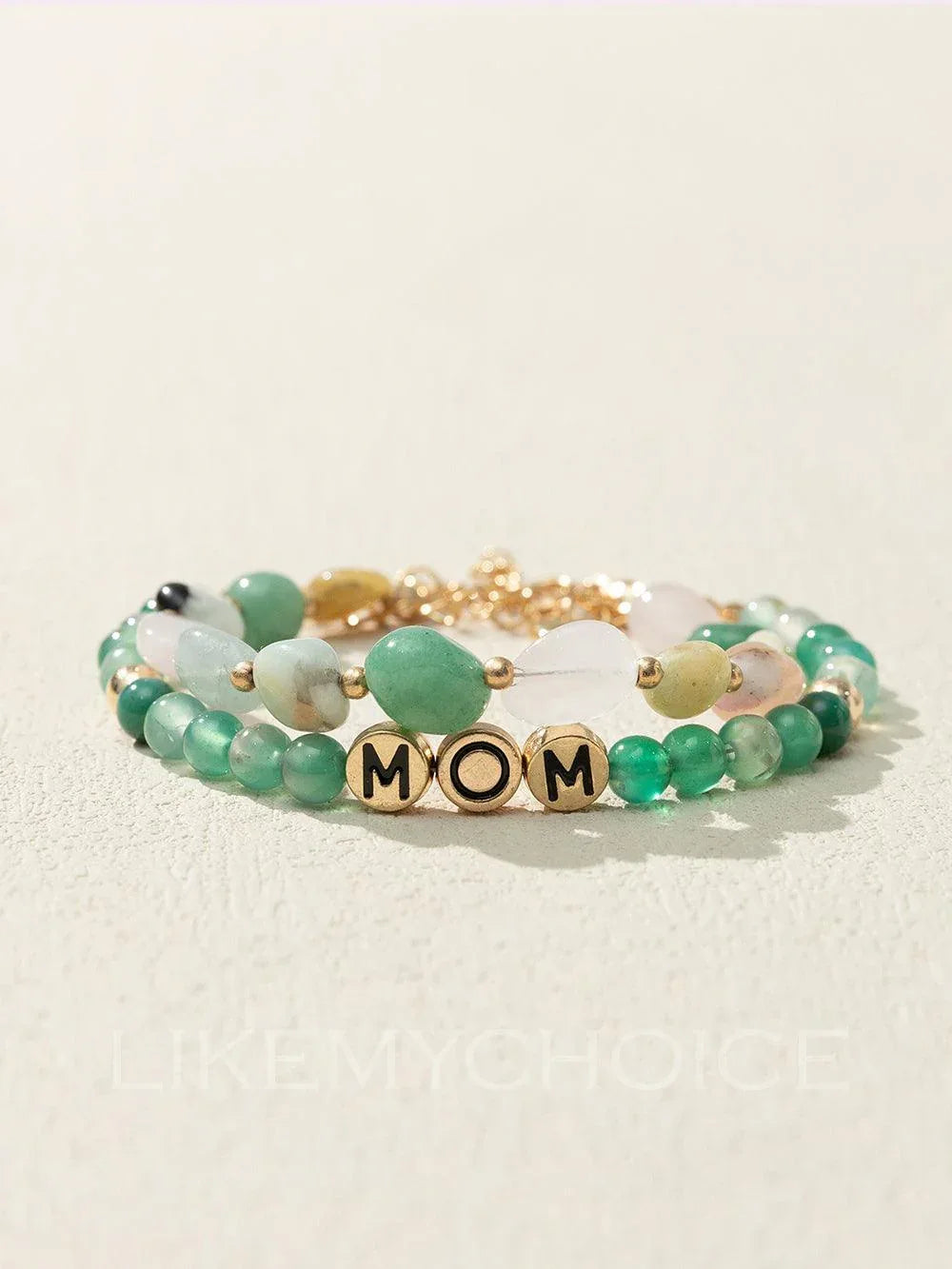 MOM Natural Green Agate Beaded Bracelet - NuaVibe