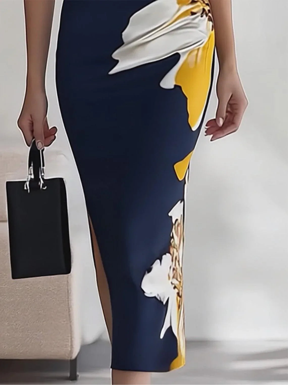 Elegant Printed Workplace Party Festival Midi Dress - NuaVibe