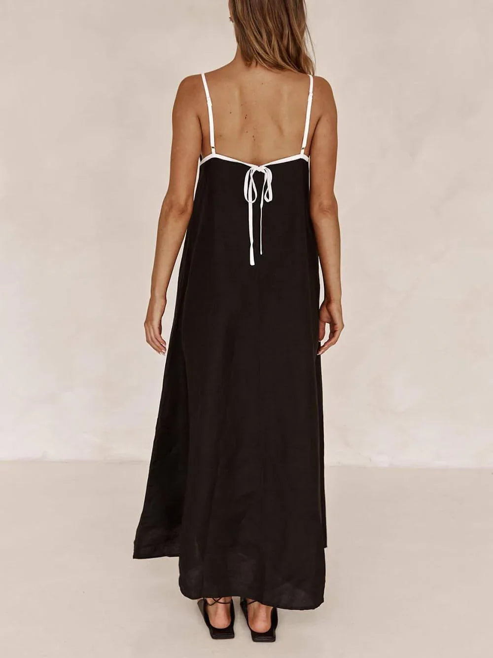 A-line Summer Vibe Contrasting Suspender Dress - NuaVibe