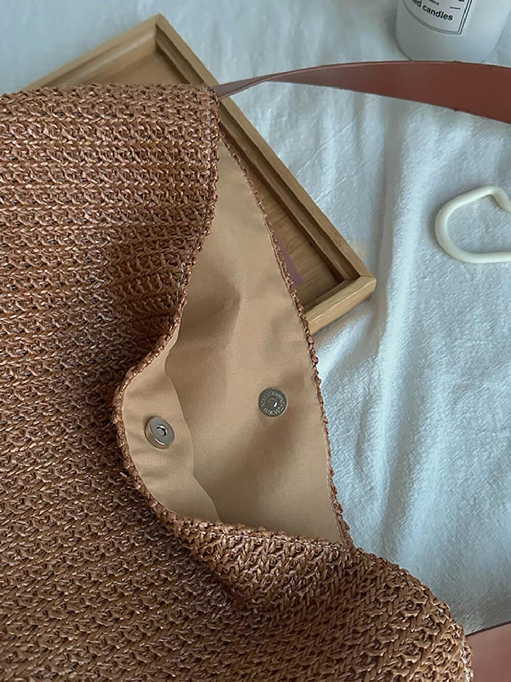 Vacation Lazy Straw Shoulder Tote Bag - NuaVibe