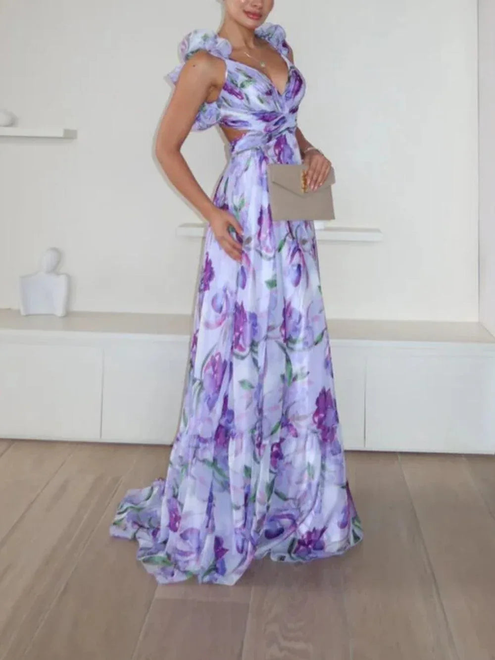 Backless printed maxi dress - NuaVibe