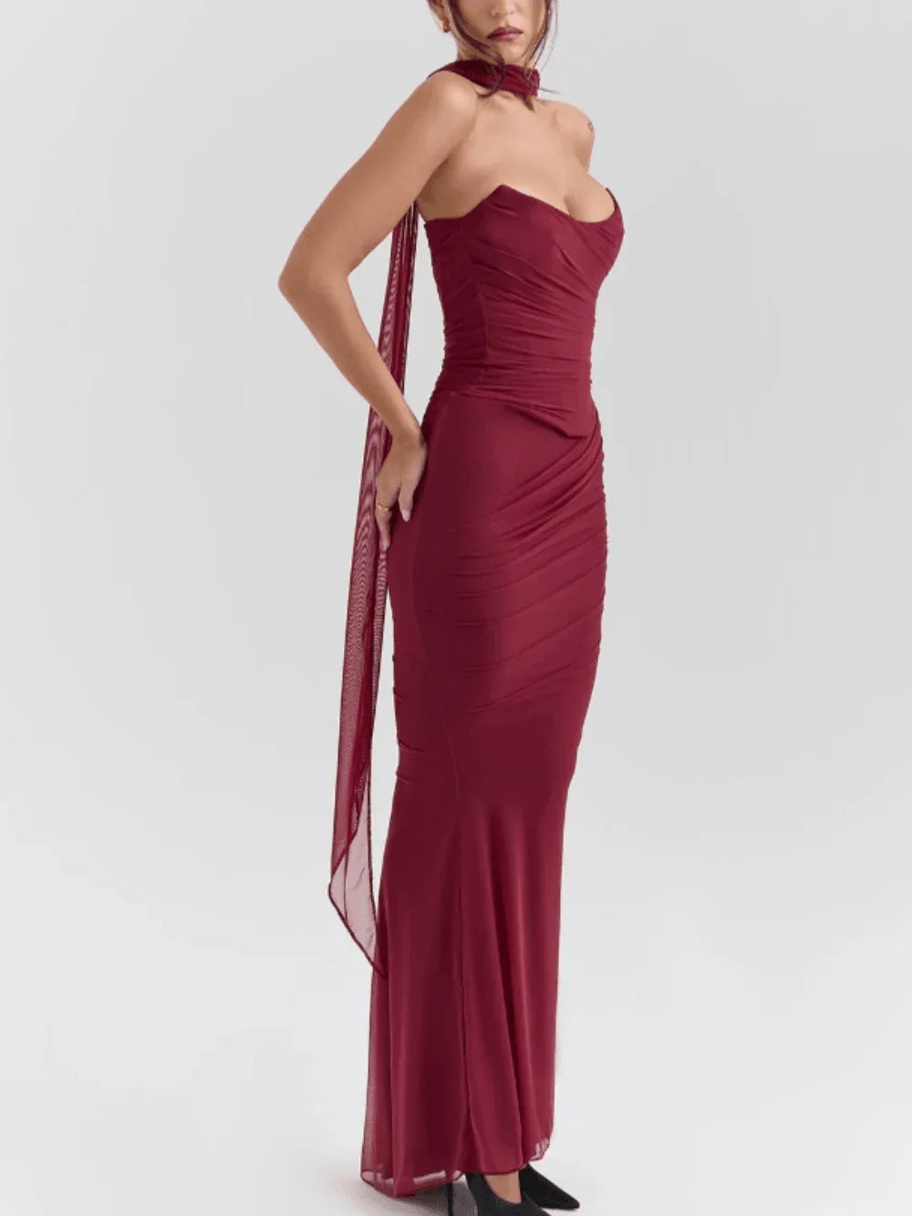 Cabernet strapless corset with neck scarf - NuaVibe