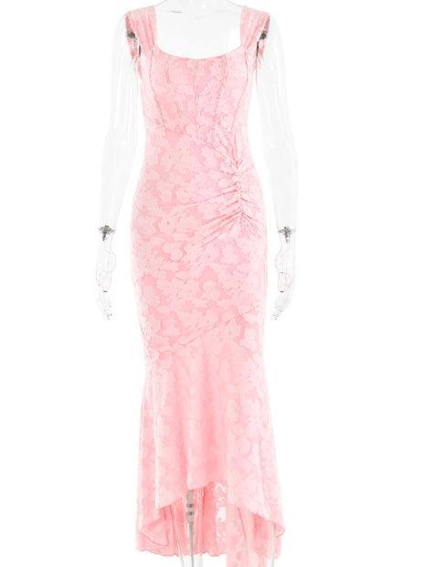 Light Pink bell floral maxi dress - NuaVibe