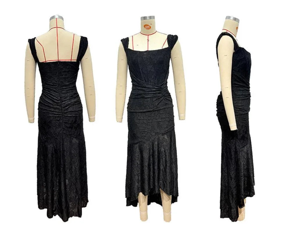 Black bell floral maxi dress - NuaVibe