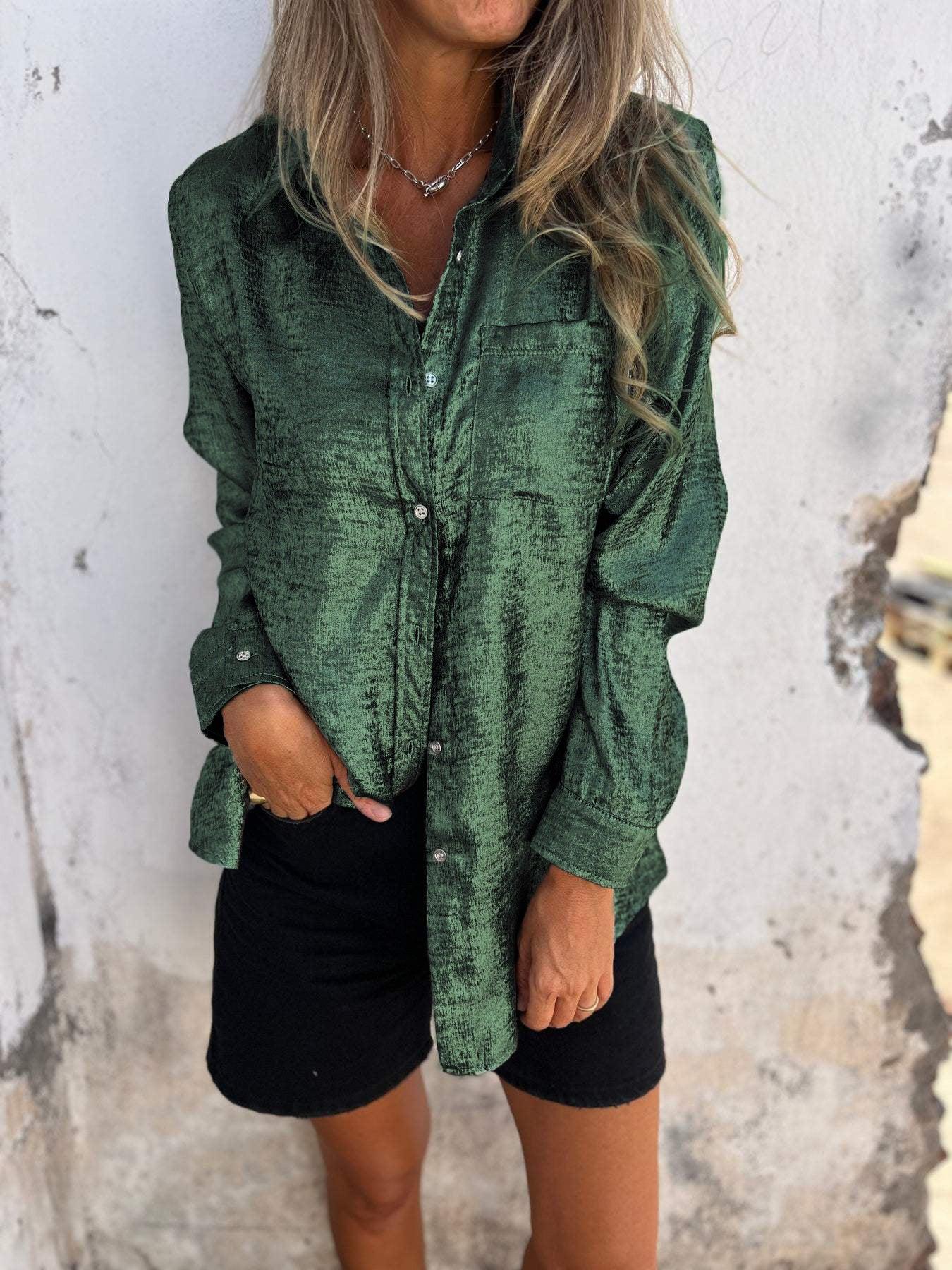 Casual Suede Fashionable Lapel Shirt - NuaVibe