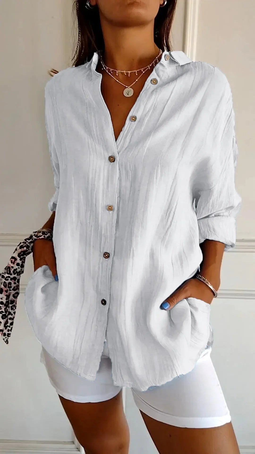 Single-breasted Pleated Lapel Shirt - NuaVibe