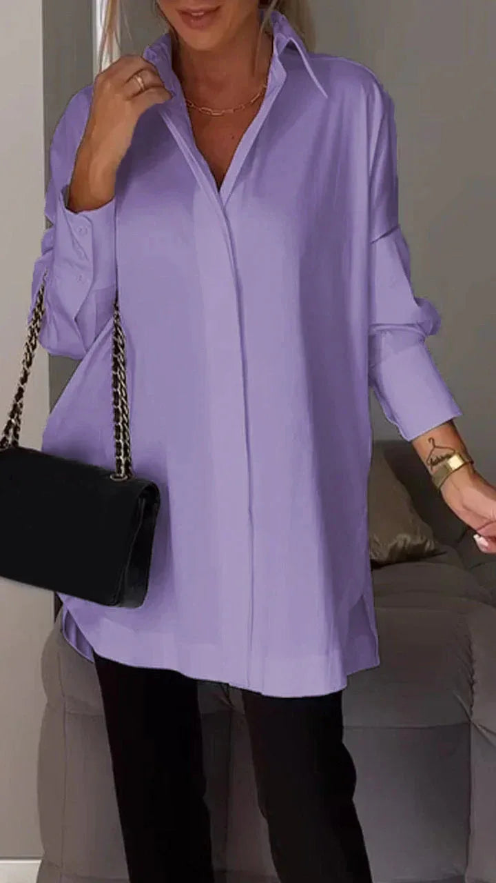 White Lapel Slit Shirt - NuaVibe