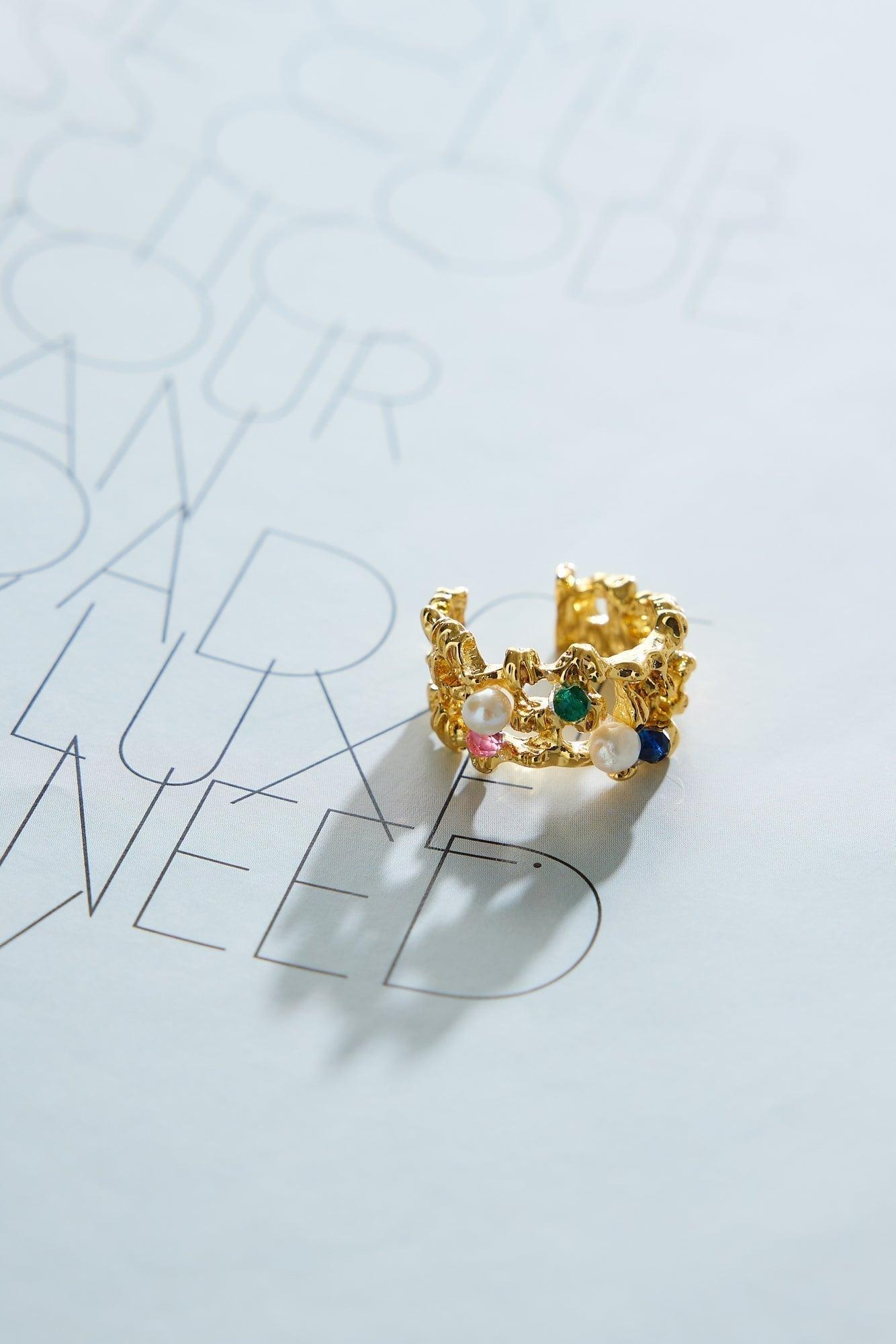18k Gold Plated Precious Gems Ring Gold - NuaVibe