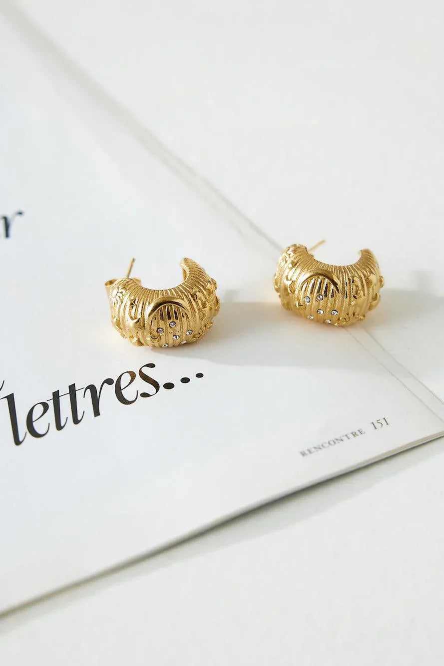 18k Gold Plated Designer Earrings Gold - NuaVibe