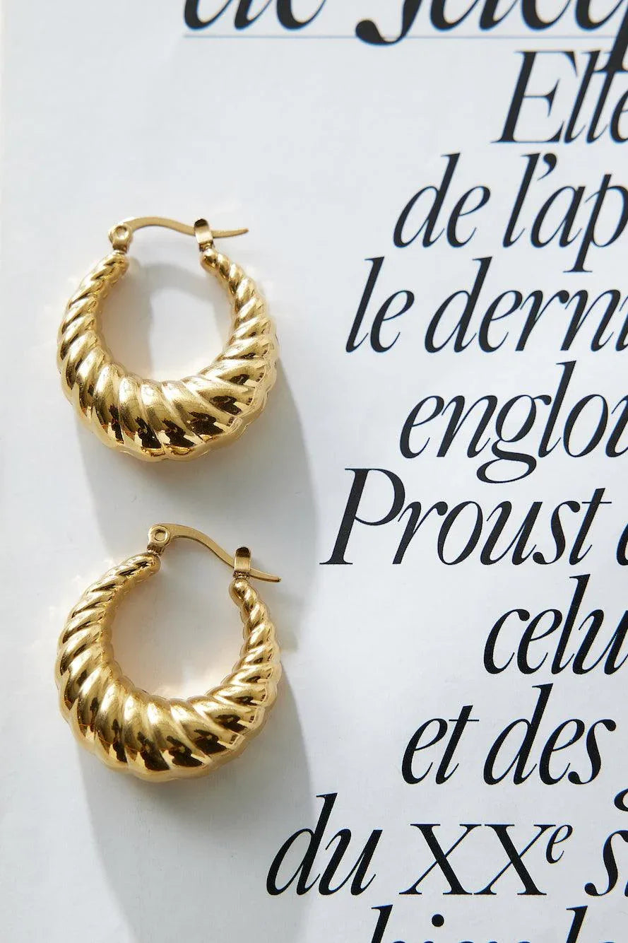 18k Gold Plated Need It Hoop Earrings Gold - NuaVibe