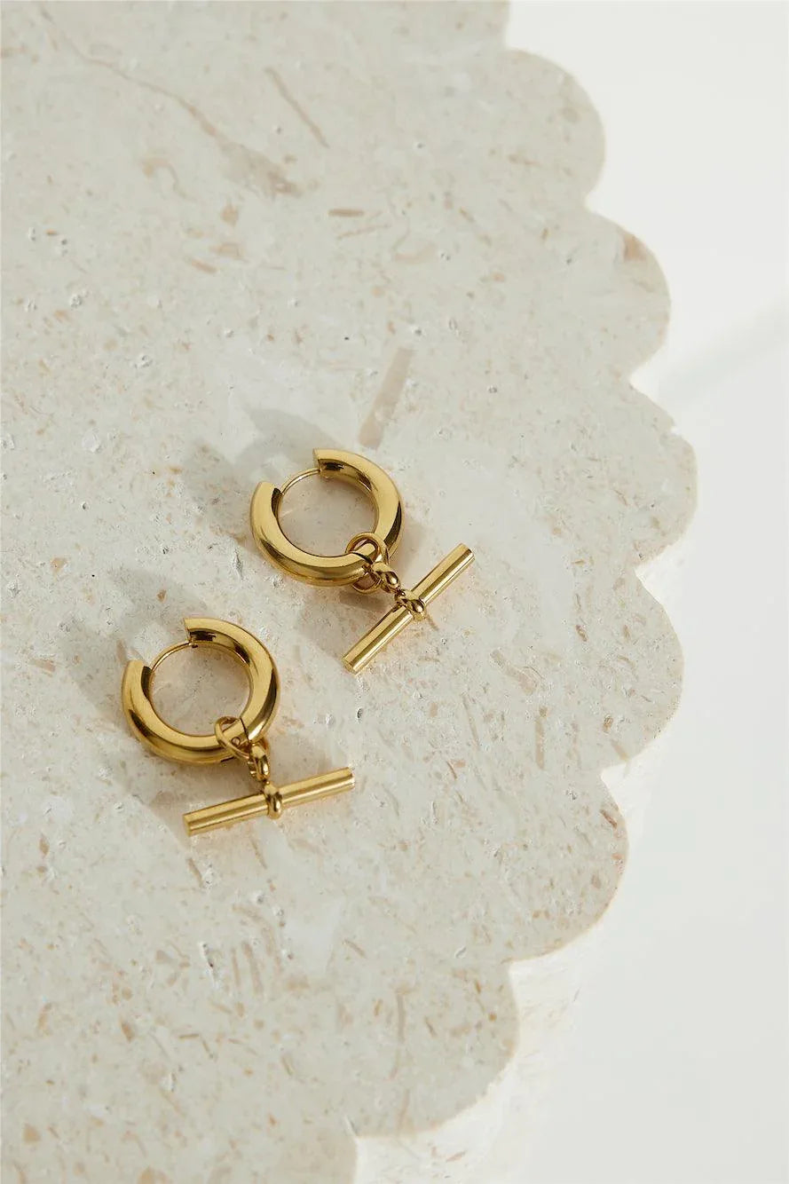 18k Gold Plated Classic Earrings Gold - NuaVibe