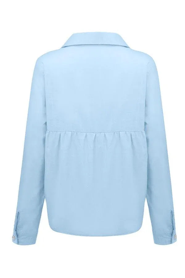 Casual Solid Button Shirt Collar Blouse - NuaVibe