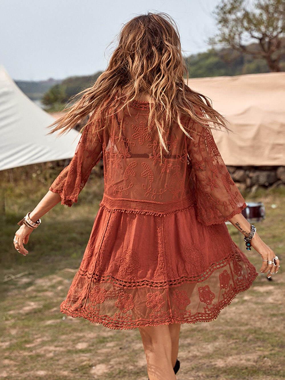 Loose Lace Beach Vacation Bikini Cover-Up Dress - NuaVibe