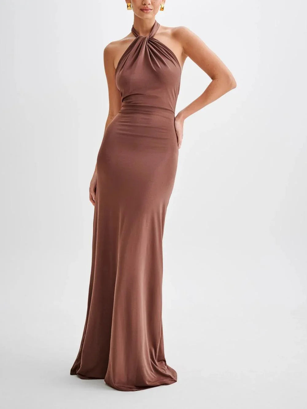 Slinky Halter Maxi Dress - Lagoon - NuaVibe