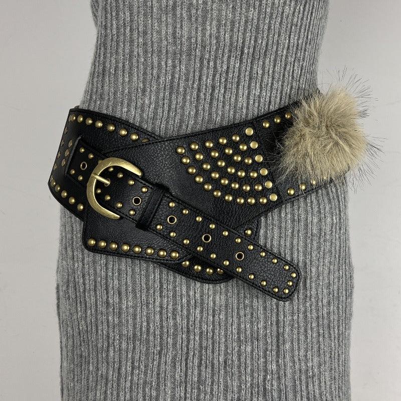 Women's Fur Belt Retro Versatile Faux Leather Belt - NuaVibe