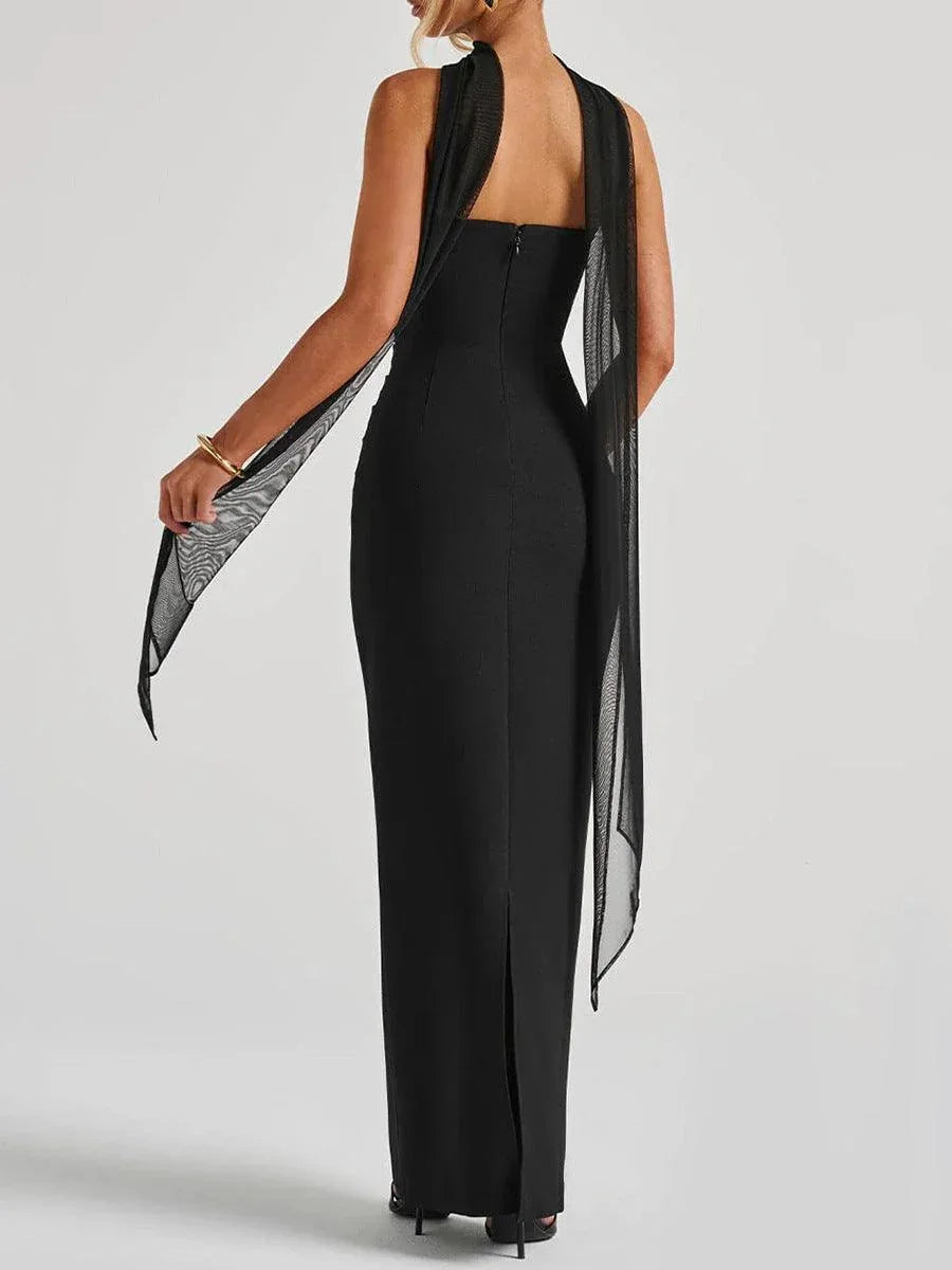 Black Waist-tucked Maxi-top Dress - NuaVibe