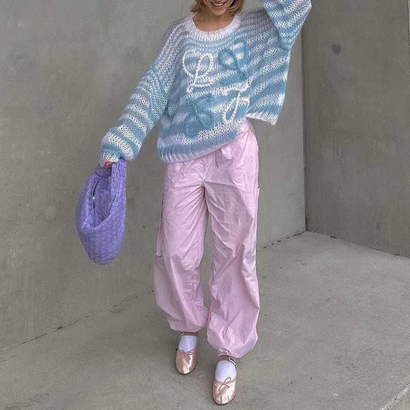 Casual Colorful Striped Knitted Sweater - NuaVibe