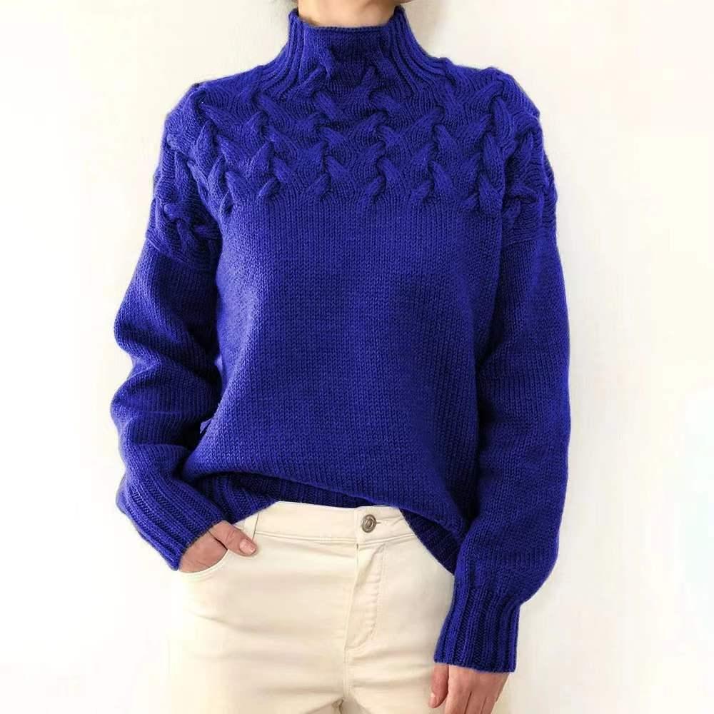 Casual turtleneck solid-color sweater - NuaVibe