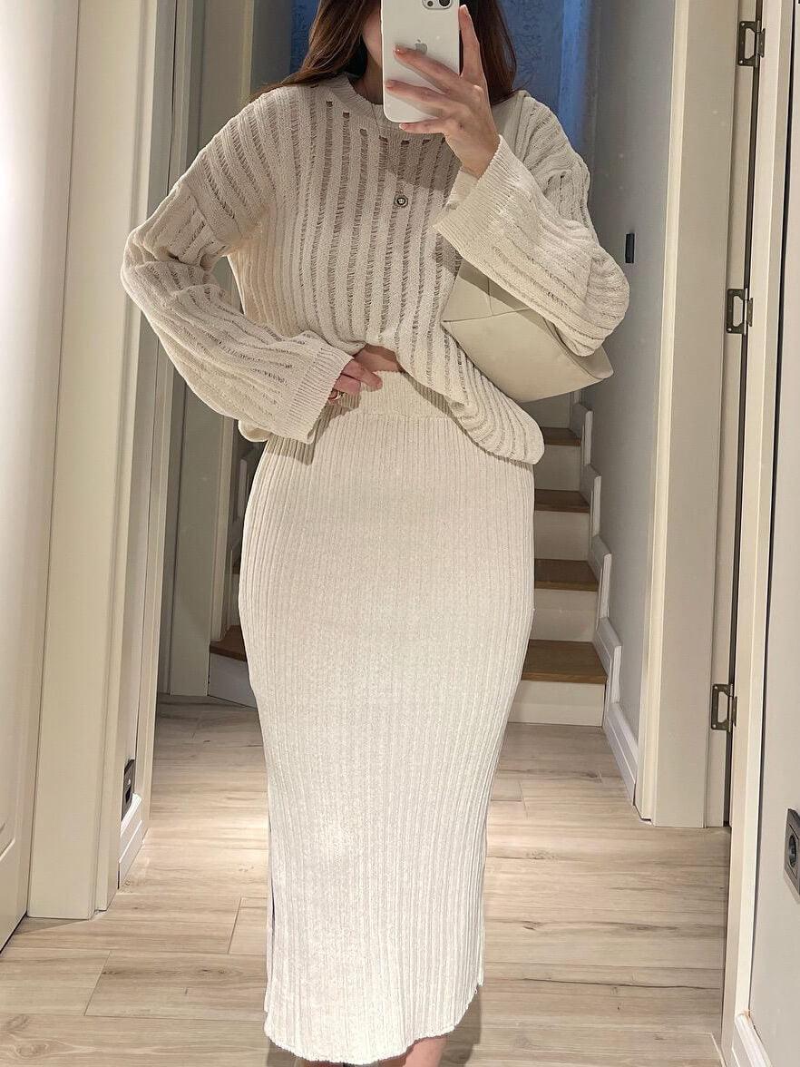Fashionable Round Neck Hollow Sweater Top - NuaVibe